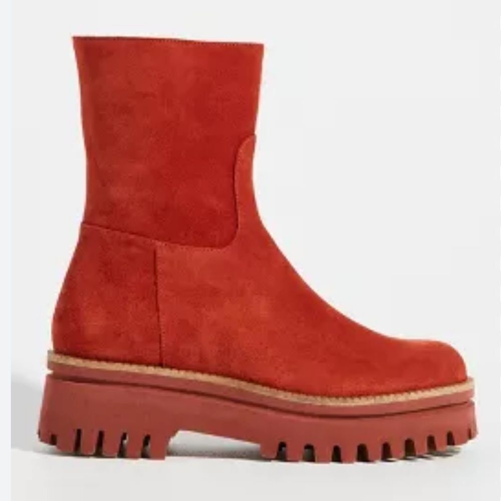 Paloma Barcelo Mid-Calf Platform Shoes in Dark Orange 37